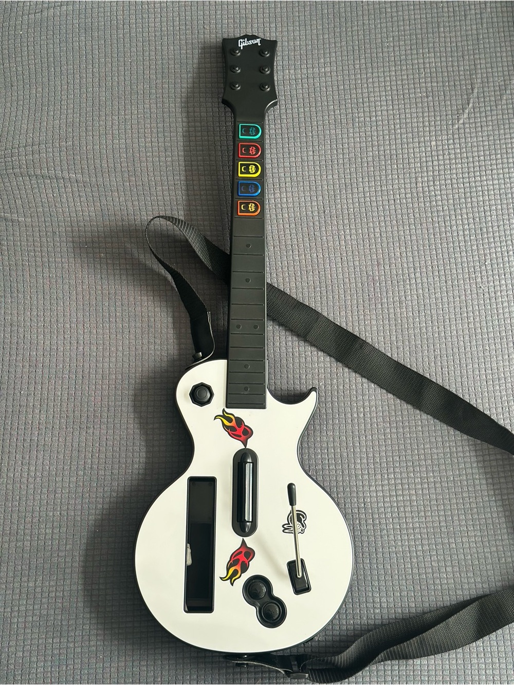 Wii Guitar Hero Gibson Les Paul White Wireless Guitar Strap & Back Cover Tested